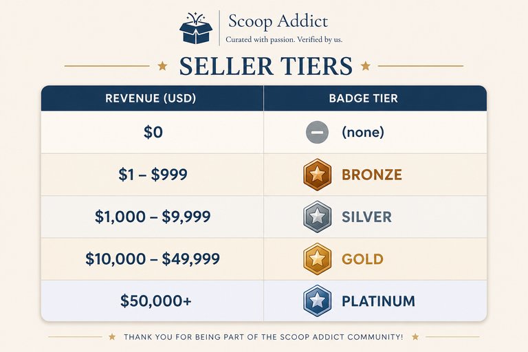 Scoop Addict Seller Tiers